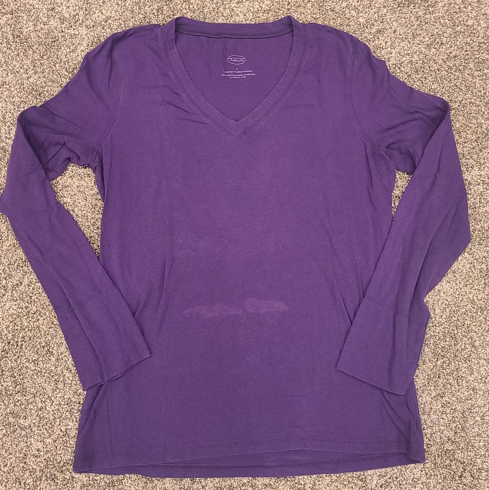 Women's Purple Talbots Long Sleeve V-Neck Shirt